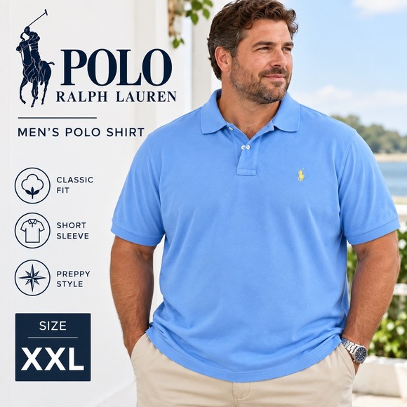 Polo Ralph Lauren Other - Polo Ralph Lauren Polo Shirt Mens XXL Light Blue Short Sleeve Pony Logo Cotton